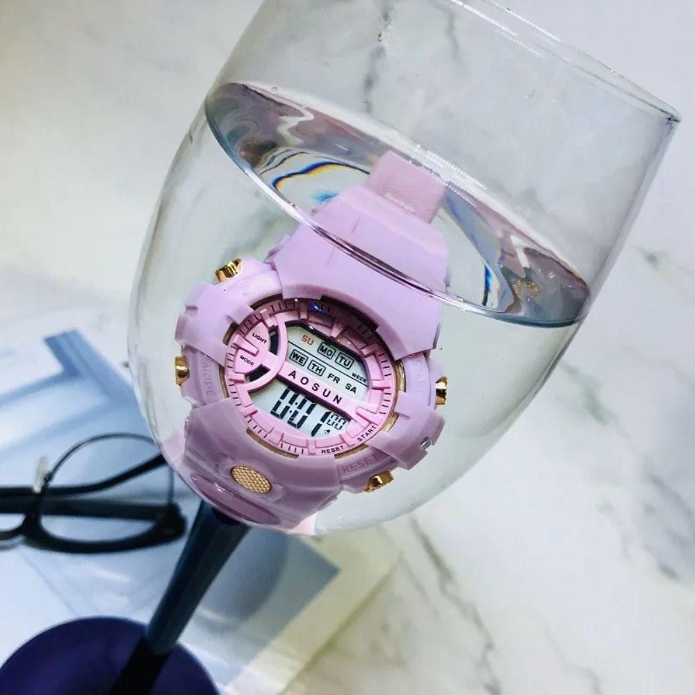 YUDESHUI Đồng hồ thể thao bé gái, Đồng hồ bấm giờ đếm ngược Đồng hồ nữ kỹ thuật số LED thời trang, Đồng hồ dạ quang đa năng chống nước 2024