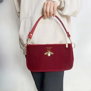 Vip QUÀ TẶNG Vải Nhung Đỏ Túi Đựng Mỹ Phẩm Trang Điểm Túi Xách Nữ Túi Đeo Vai Ngọc Trai