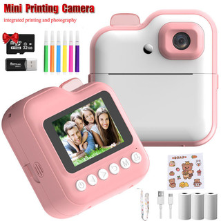Camera Mini Kids In tức thì, Camera kỹ thuật số 1080P cho trẻ em có thẻ SD 32G, Camera in tức thì kèm 3 cuộn giấy in, Quà tặng sinh nhật cho bé gái 3-12 tuổi Bé trai