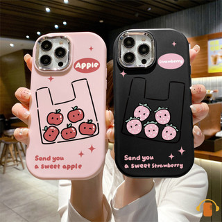 Ốp lưng OPPO A38 A18 A5S A16 A12 A3S A17K A15 A94 A17 A57 A9 A31 A53 A5 A33 A77 2020 A16K A92 A55 A95 A77S F9 A54 A96 A58 A98 A78 A74 A7 A78 A15S A56S A52 Reno 6z 8z 7z 8T Sweet Apple Strawberry Bestie Mạ Ống Kính Kim Loại Mờ Mềm Toàn Bộ