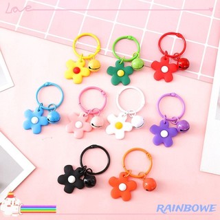 RAINBOW Cute Keychains Candy Color Pendant Key Ring Car Ins Wind Decor Handbag Bell Small Flower Key Chain/Multicolor