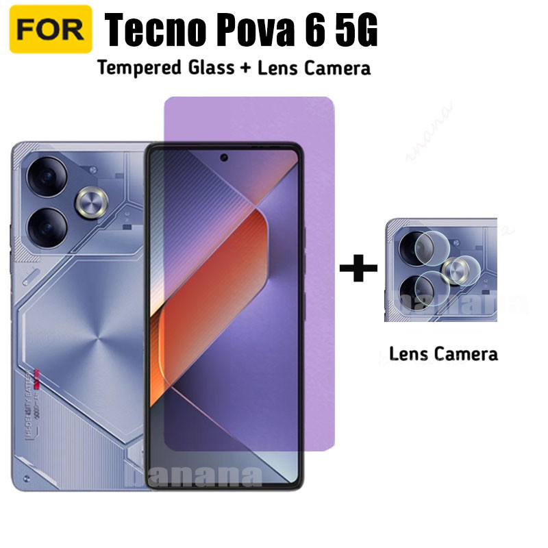 Kính cường lực chống BlueTempered Tecno Pova 6 5G cho Tecno Pova 6 Pro 5 Pro 4 Pro Phim mềm bảo vệ Camera và phim mặt sau