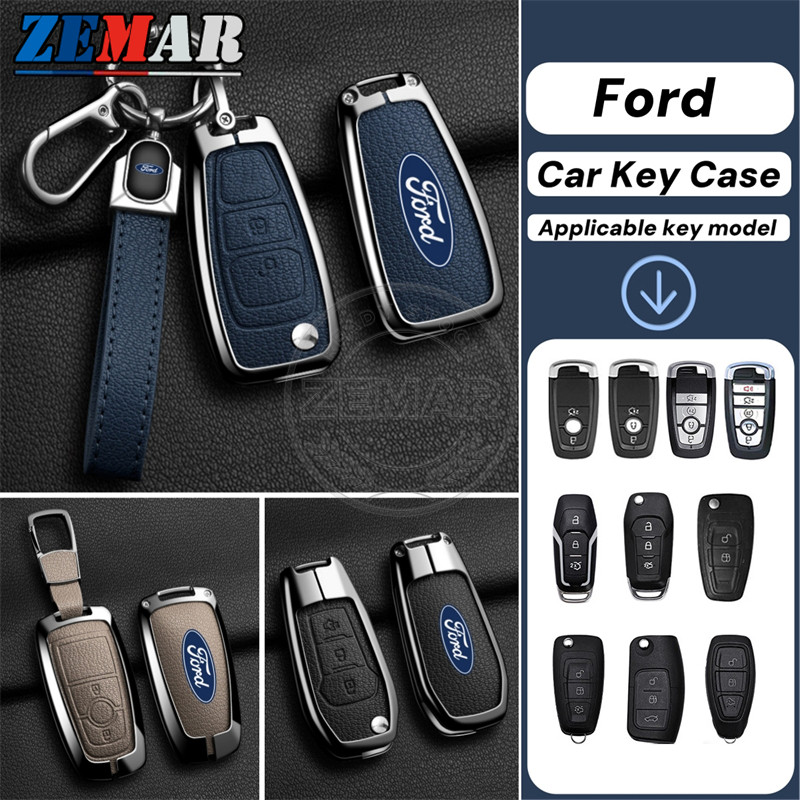 Ford Chìa Khóa Xe Ô Tô Vỏ Chìa Khóa Hợp Kim Kẽm Da Chìa Khóa Thông Minh Bảo Vệ Phụ Kiện Thời Trang Cho Xe Ford Fiesta Ranger Ecosport Focus Everest Mustang Escape