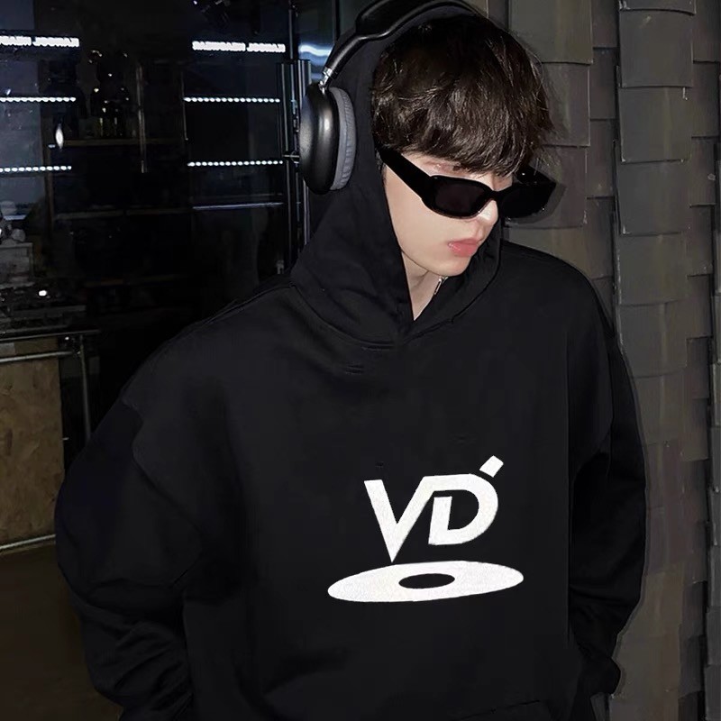 Vujade 006VD đĩa thêu nam nữ cặp đôi ngoại cỡ áo khoác rộng hoodie phiên bản BOXY áo nỉ cleanfit phong cách