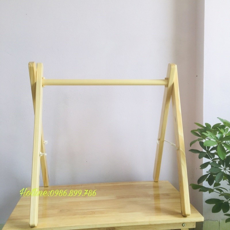 Kệ chữ A cho bé, khung kệ treo đồ chơi gỗ điều chỉnh độ cao thấp an toàn cho bé