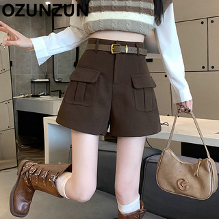 Ozunzun thời trang len vải len giải trí quần short đa năng 2051