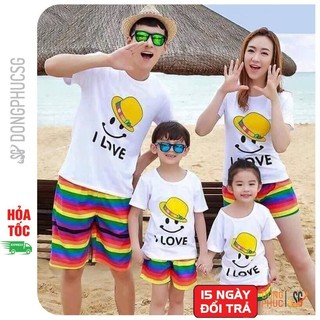 Đồ gia đình đi biển nguyên set áo và quần nổi bật cho nam nữ trẻ em hội nhóm DDB11T DONGPHUCSG