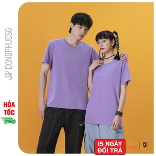 Áo thun trơn màu tím môn phông unisex basic tee nam nữ cổ tròn thun cotton dày dặn ATTTM |DONGPHUCSG