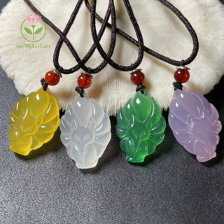 [Saymakerlace] Vòng cổ mặt dây chuyền cáo chín cánh được chạm khắc bằng tay thời trang Trung Quốc Bùa hộ mệnh Dây dài Fox Vòng cổ nữ Quà tặng trang sức may mắn cho nam giới
