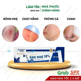 Kem bôi ngoài da Kẽm oxyd 10% . kẽm oxit hỗ trợ bỏng nhẹ, chám, cháy nắng tub 15g