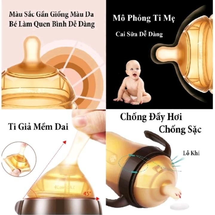 Núm ti bình sữa Kamidi cho bé siêu mềm chính hãng