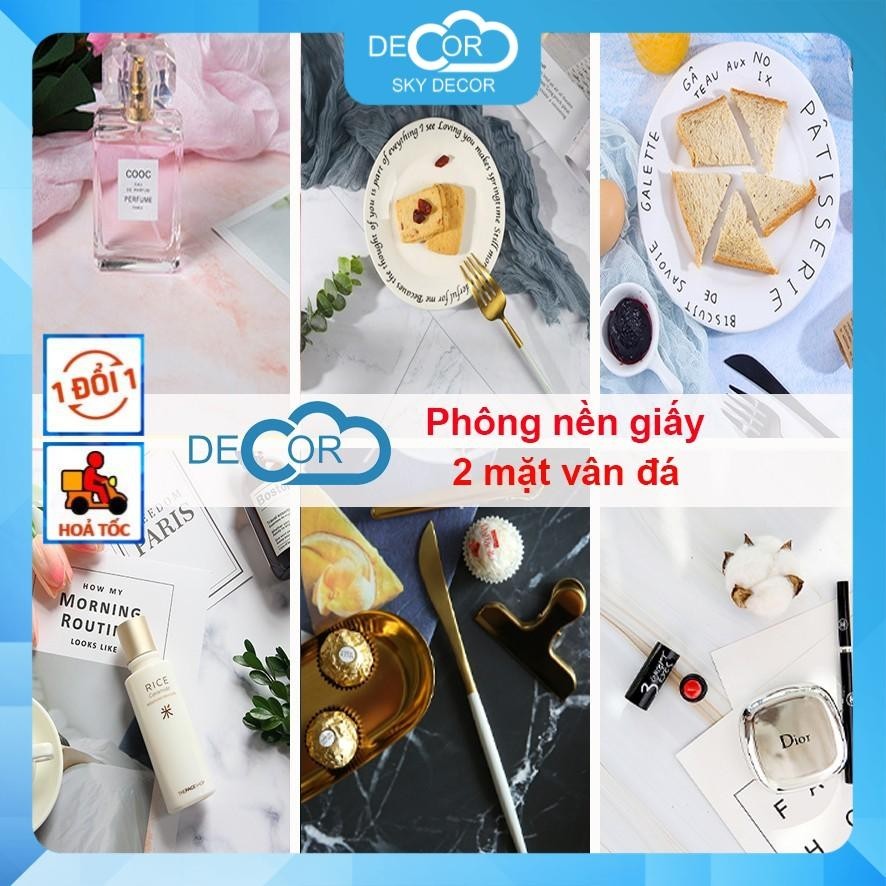 PHÔNG NỀN GIẤY CHỤP ẢNH SẢN PHẨM VÂN ĐÁ 2 MẶT 3D, CHỤP ẢNH MỸ PHẨM, ĐỒ ĂN, THỨC UỐNG, QUẦN ÁO, GIÀY DÉP - Sky Decor