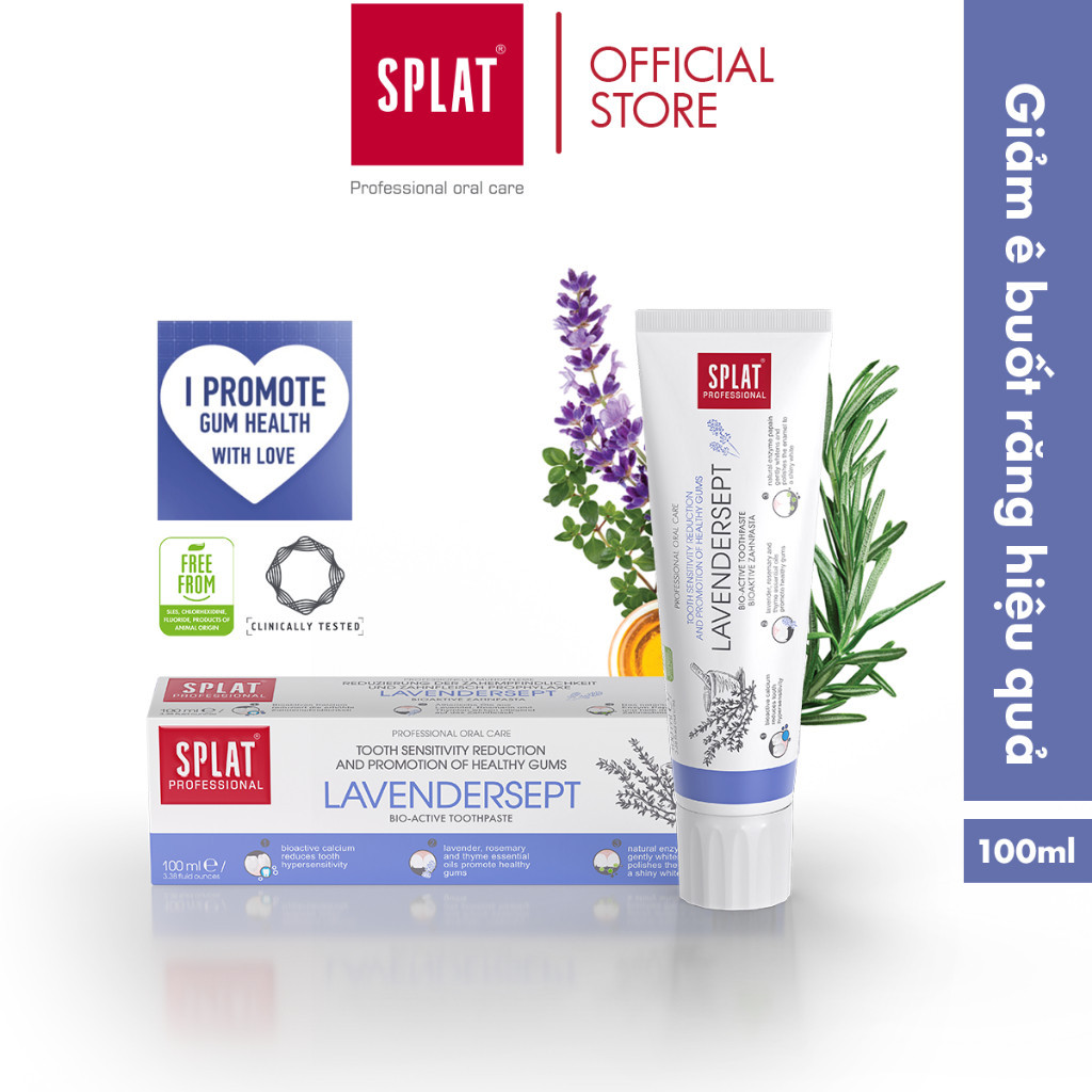 Kem Đánh Răng Giảm Ê Buốt SPLAT Lavendersept Professional Giúp Nướu Khỏe Mạnh, Làm Trắng Và Giảm Ê Buốt Răng 100ml