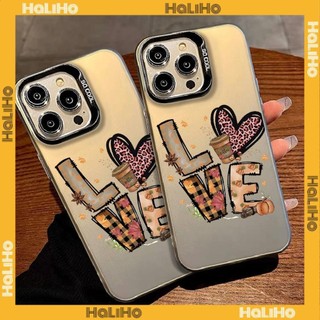 Haliho -  Ốp lưng Dành cho iPhone 15 Pro Max iPhone 11 Ốp lưng sang trọng IMD Mạ Tia laze Khung TPU mềm Bảng cứng Máy ảnh mát mẻ yêu chữ cái tiếng anh Tương thích với iPhone 14 13 12 11 Pro max Plus XR XS
