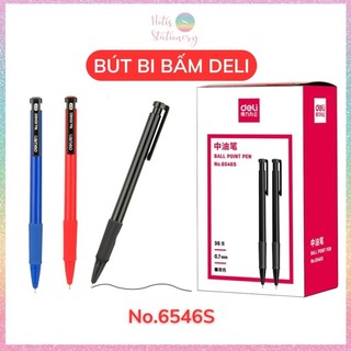 Bút bi bấm văn phòng ngòi 0.7mm deli 6546s - mực xanh, đỏ, đen