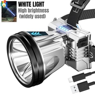 Đèn LED chống nước siêu sáng USB có thể sạc lại Đèn pha công suất cao ngoài trời Đèn pin đầu tầm xa Đèn câu cá