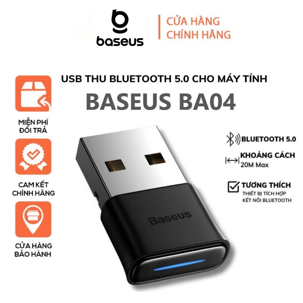 Baseus USB Bluetooth 5.0 phát âm nhạc thu âm thanh cho PC máy tính xách tay Bàn phím chuột không dây Bộ phát USB- HS