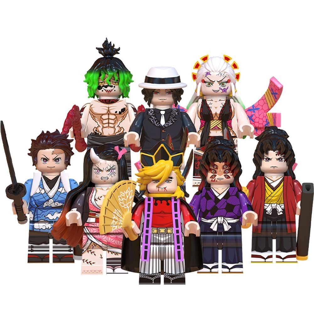 Tương thích với Lego Demon Slayer Third Party Tour Guo Chapter Tanjirou Không Miserable Fallen Ji Prostitute Futaro Chèn Minifigure