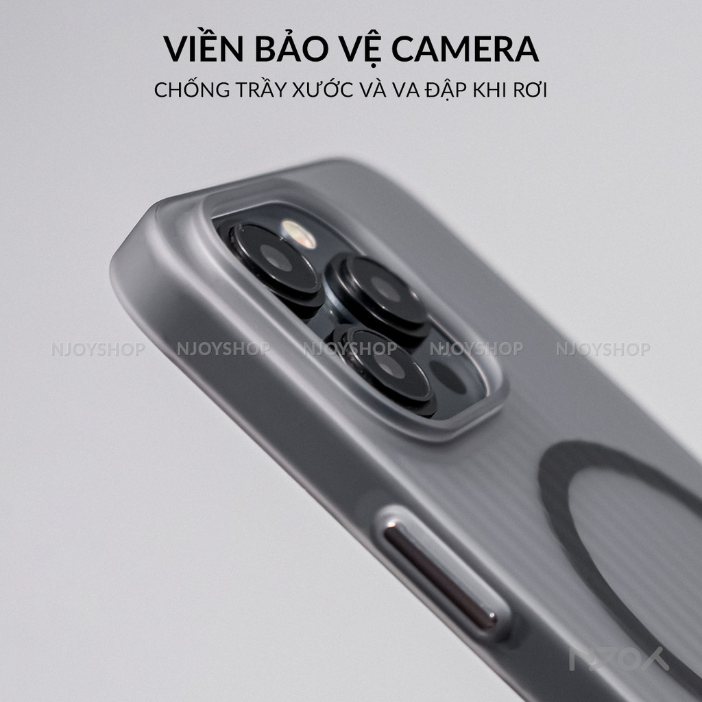 Ốp Lưng Nhám Siêu Mỏng Mặt Lưng In 3D Bảo Vệ Camera Cho Điện Thoại iPhone 12 13 14 15 Pro Max Woosh Njoyshop