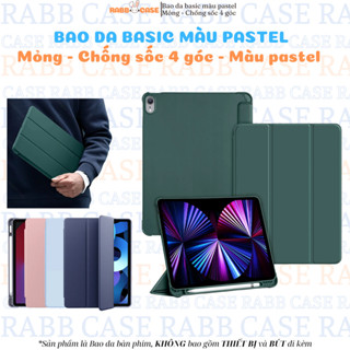 Bao da cơ bản basic dành cho iPad Air,Gen5/6/7/8/9/10, Pro 11 inch, mini 4/5/6, có khay đựng bút, bảng màu pastel.