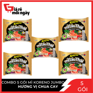 Combo 5 gói mì lẩu thái koreno hương vị chua cay 74g