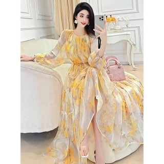 Qianqian Quần Áo Nữ QQ Bay Sister Cao Cấp Người Nổi Tiếng Pháp Đầm Hoa 2024 Xuân Hè Phong Cách Mới Nữ Tính Khí Cao Cấp Ánh Sáng Sang Trọng Siêu F