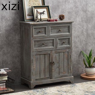 $xizi$ Tủ gỗ rắn kiểu Mỹ, tủ lưu trữ phòng khách cổ điển