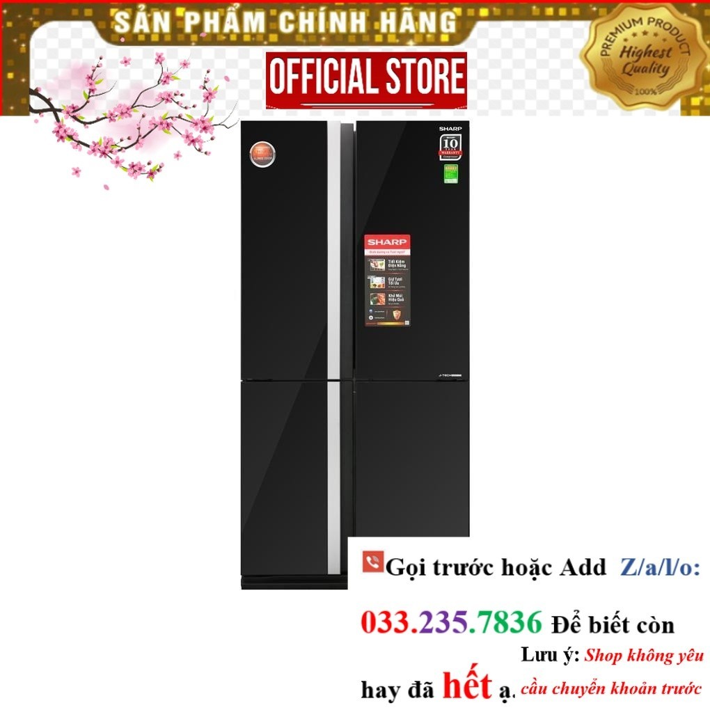 >Sale< Tủ lạnh Sharp 4 cánh màu gương đen SJ-FX688VG-BK