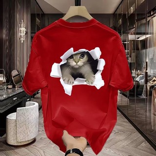 2026 áo phông nam big size có size lớn M-8xl Áo thun unisex nam nữ form rộng tay lỡ phông Mèo Con Dễ Thương In Hình