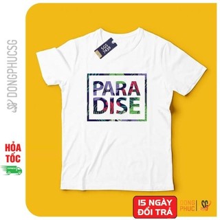 Áo thun hội nhóm unisex nam nữ gia đình PARADISE phông màu trắng thun cotton mềm mịn SGS7439 | SG