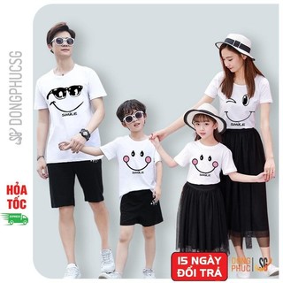Áo thun gia đình 3/4/5 người Đồ đôi mẹ và bé giá rẻ Đồng phục cả nhà Màu trắng GD290T2