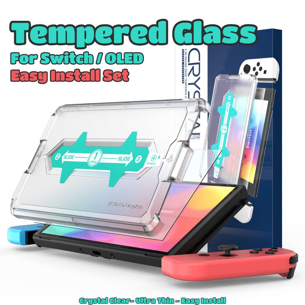 Switch Kính Cường Lực Dễ Dàng Lắp Đặt Bộ Cho Nintendo Switch 1 / 2 / OLED Local Stock Bảo Vệ Màn Hình Cao Cấp