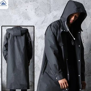 CHONGTAOQI  raincoat áo mưa du lịch Áo mưa áo khoác trench dành cho người lớn màu đen, áo thun dây mũ chống gió, áo thun câu cá tại chỗ kéo dài và dày.
