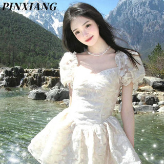 Váy chữ A thiết kế cao cấp cổ điển mới của PINXIANG dành cho nữ