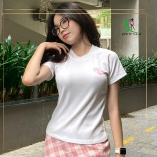 Áo thun nữ ôm body áo baby tee in chữ GKE IU DAU áo phông chất liệu thun cotton freesize co giãn tốt