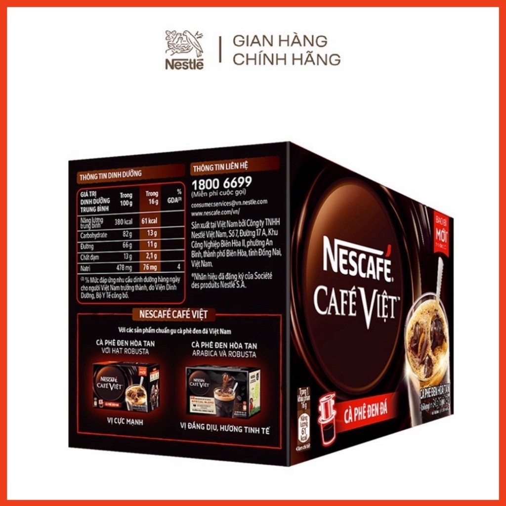 Cà phê đen hòa tan NESCAFÉ Café Việt Cà phê đen đá (Hộp 15 gói x 16g) VHMART57