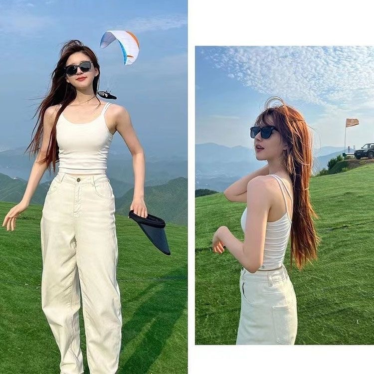 【WANG JIAO ZHAN】(Chất liệu 100% bông)  Áo yếm ngắn tay có đệm thời trang dành cho nữ Có miếng đệm ngực【2023】 | BigBuy360 - bigbuy360.vn