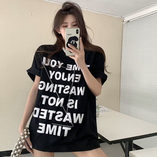 Jiashuchen Phong Cách Hồng Kông Áo Thun Nữ Phong Cách Mới Xu Hướng Thời Trang Tay Ngắn Mùa Hè Rời Giữa Chiều Dài Bao Mông Top