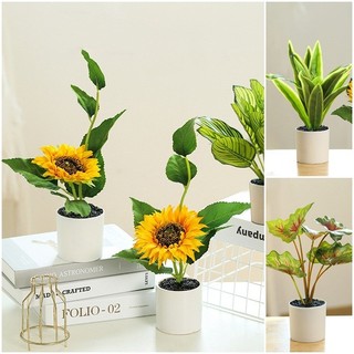 Cây hướng dương nhân tạo Mô phỏng Chậu hoa để bàn Trang trí phòng khách Đồ dùng gia đình
