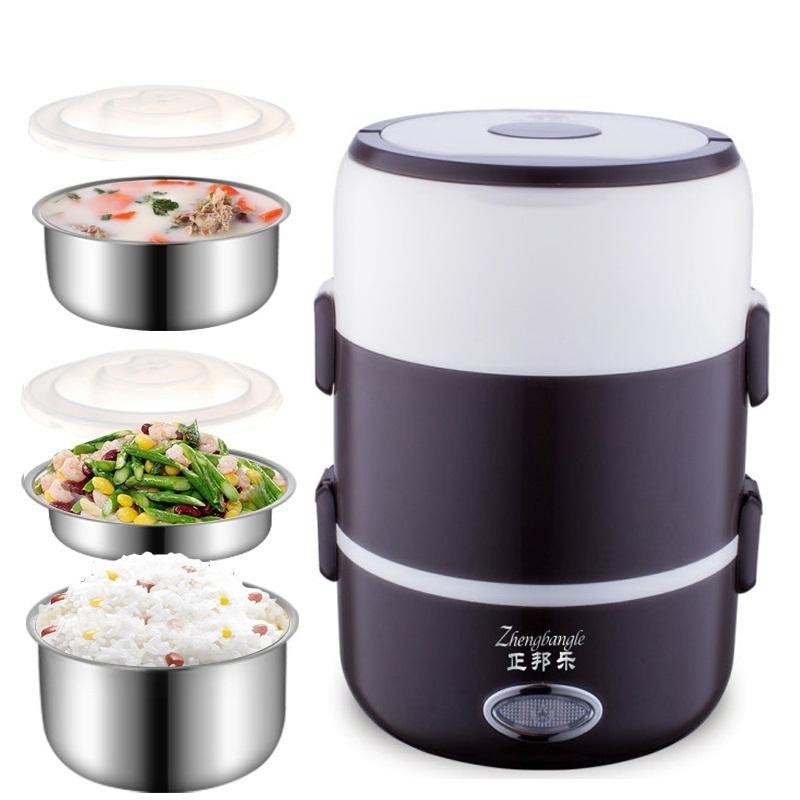 Cặp Lồng Ủ Cơm 3 Tầng INOX Cắm Điện - MAMORU
