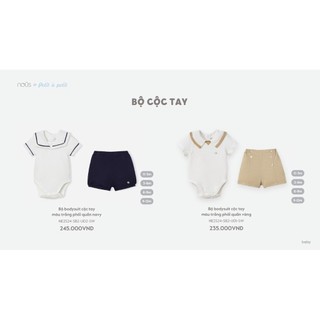 Bộ cộc tay bodysuit rời Nous chất vải petit cho bé
