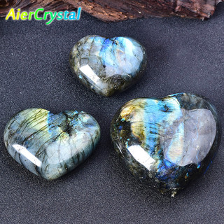 Tự nhiên labradorite pha lê hình trái tim khắc trang trí tình yêu lớn thạch anh đá quý thủ công labradorite trái tim 3-6cm