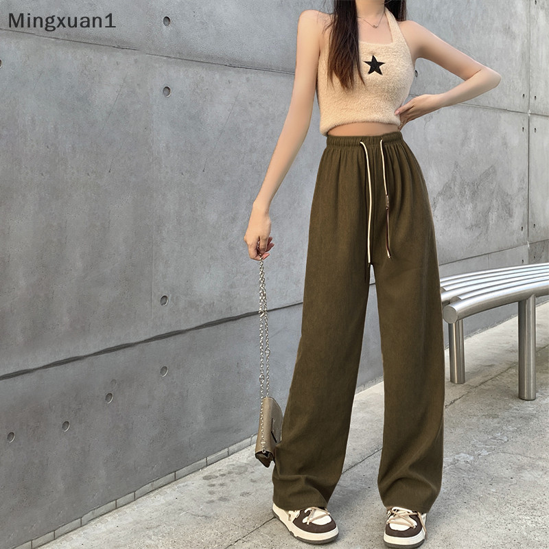 Quần ống rộng có dây rút rộng rãi thời trang eo co giãn thông thường QZZ