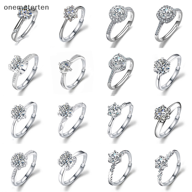 Rten Moissanite Đính Hôn Ngón Tay Nhẫn Kẻ Sọc Kim Cương Mở Nhẫn Cho Nữ Bạc 925 Hứa Cưới Nhẫn Có Thể Điều Chỉnh Trang Sức Mỹ n