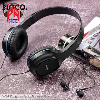 Tai nghe chụp tai có dây/ Headphone có dây Hoco W24 có micro tặng kèm tai nghe dây