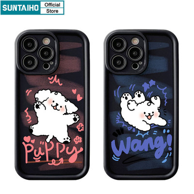 Suntaiho Ngộ nghĩnh Hoạt Hình Dễ Thương Họa Tiết Chó Ốp lưng Iphone 15 14 12 13 11 Pro Max IP 7 8 Plus Iphon X Xs XR Xs Max TPU Silicon Softcase Cao Cấp Chống Sốc Ốp Lưng