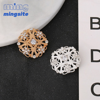 Mạ Bạc Hoa Nhỏ Nước Kim Cương Thổ Cẩm Cho Nữ Hợp Kim Retro Rỗng Ra Kim Cương Kẻ Sọc Quần Áo Pin Phụ Kiện