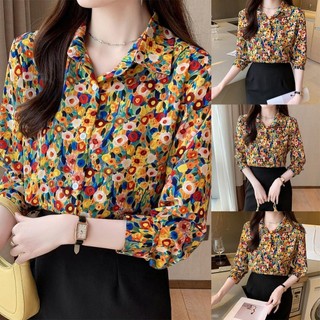 Áo sơ mi dáng rộng thiết kế cổ điển thời trang dành cho nữ đơn giản và giản dị với tay dài