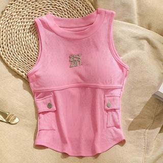 Áo vest sling thiết kế mỹ niche cao cấp camisole nữ mặc bên trong thời trang mặc ngoài 100kg áo thun không tay top