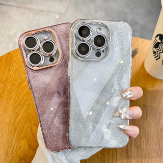 Ốp điện thoại TPU mềm sáng bóng sang trọng cho iPhone 15 Pro MAX 11 12 13 14 với màng ống kính sáng bóng Vỏ chống sốc trong suốt